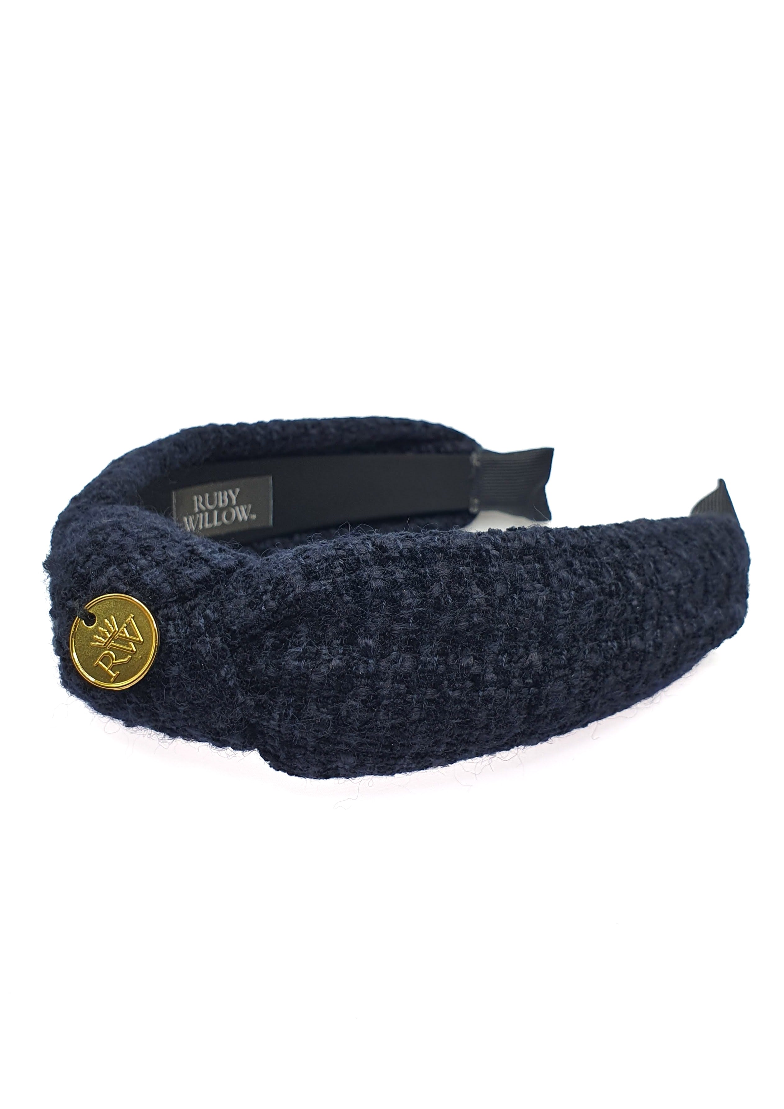 Monica - Navy Tweed Knot Hairband