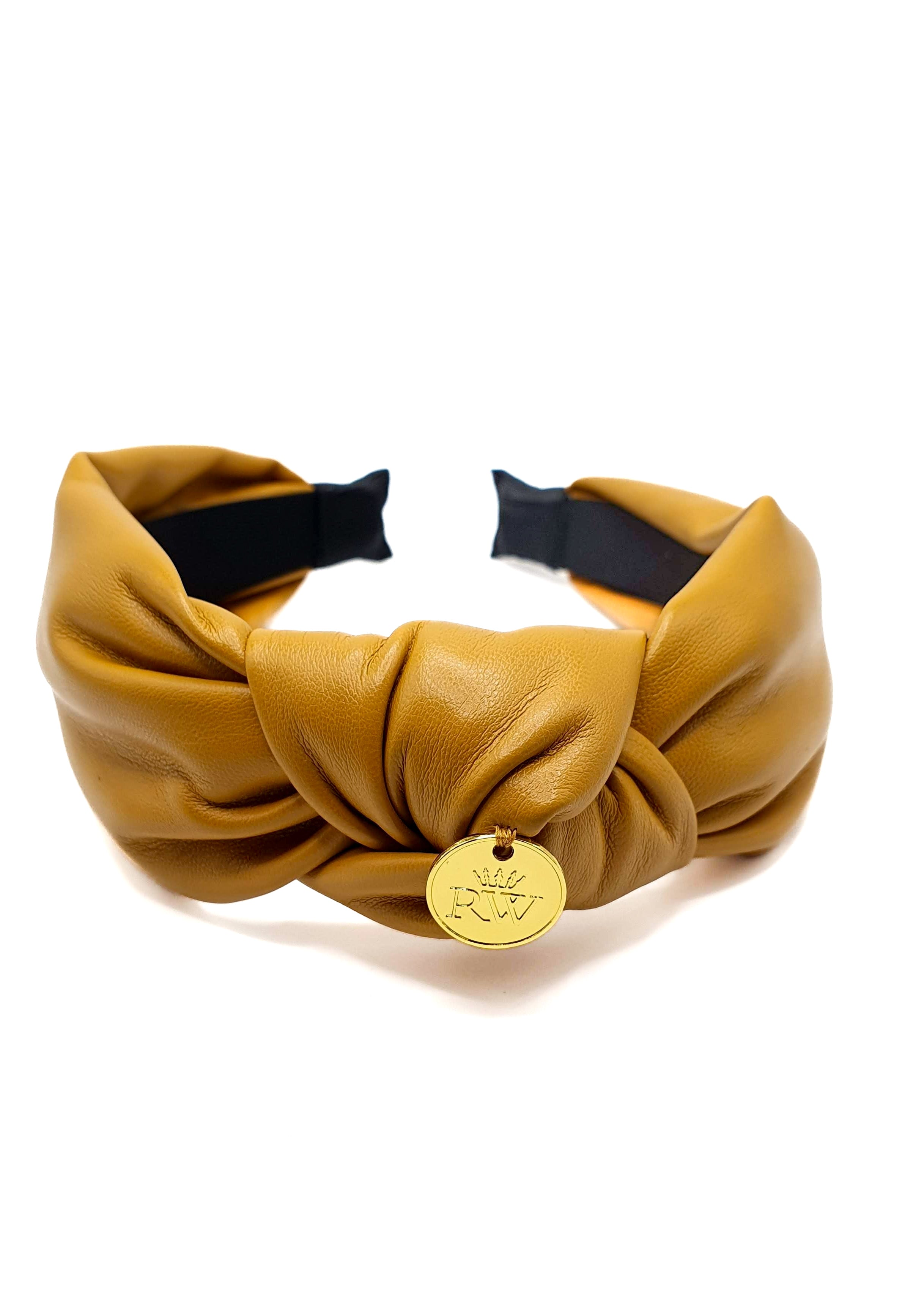 Monica - Mustard Faux Leather Knot Hairband