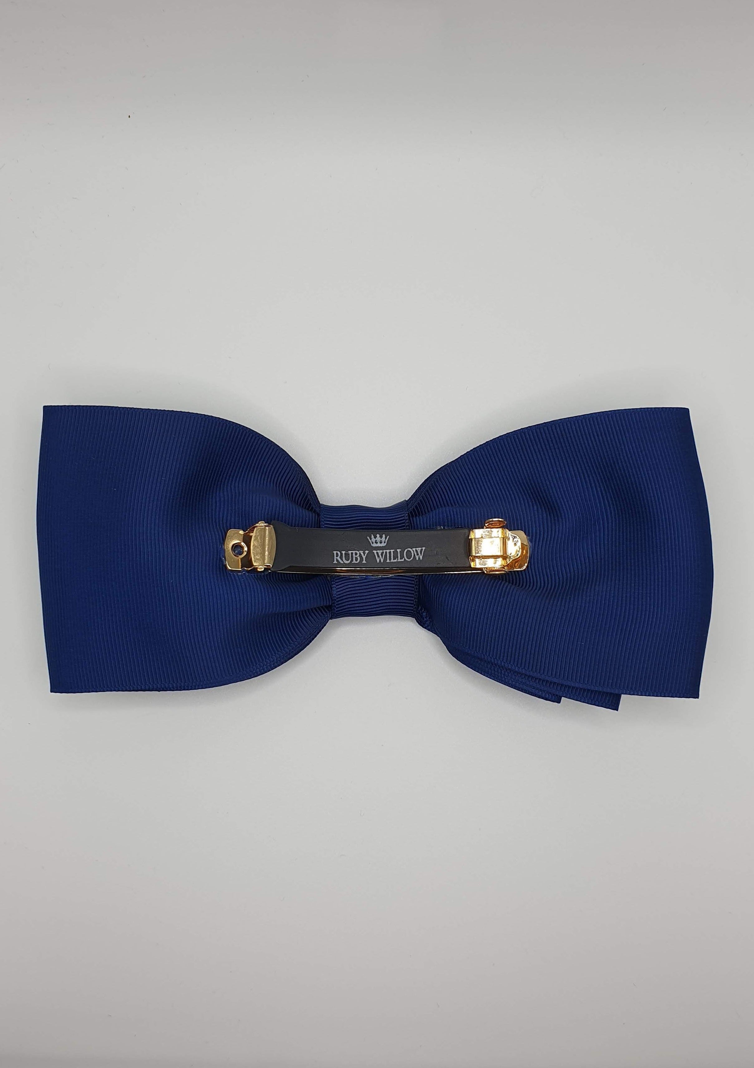 Isabella - Navy Ribbon Bow with Barrette Clip