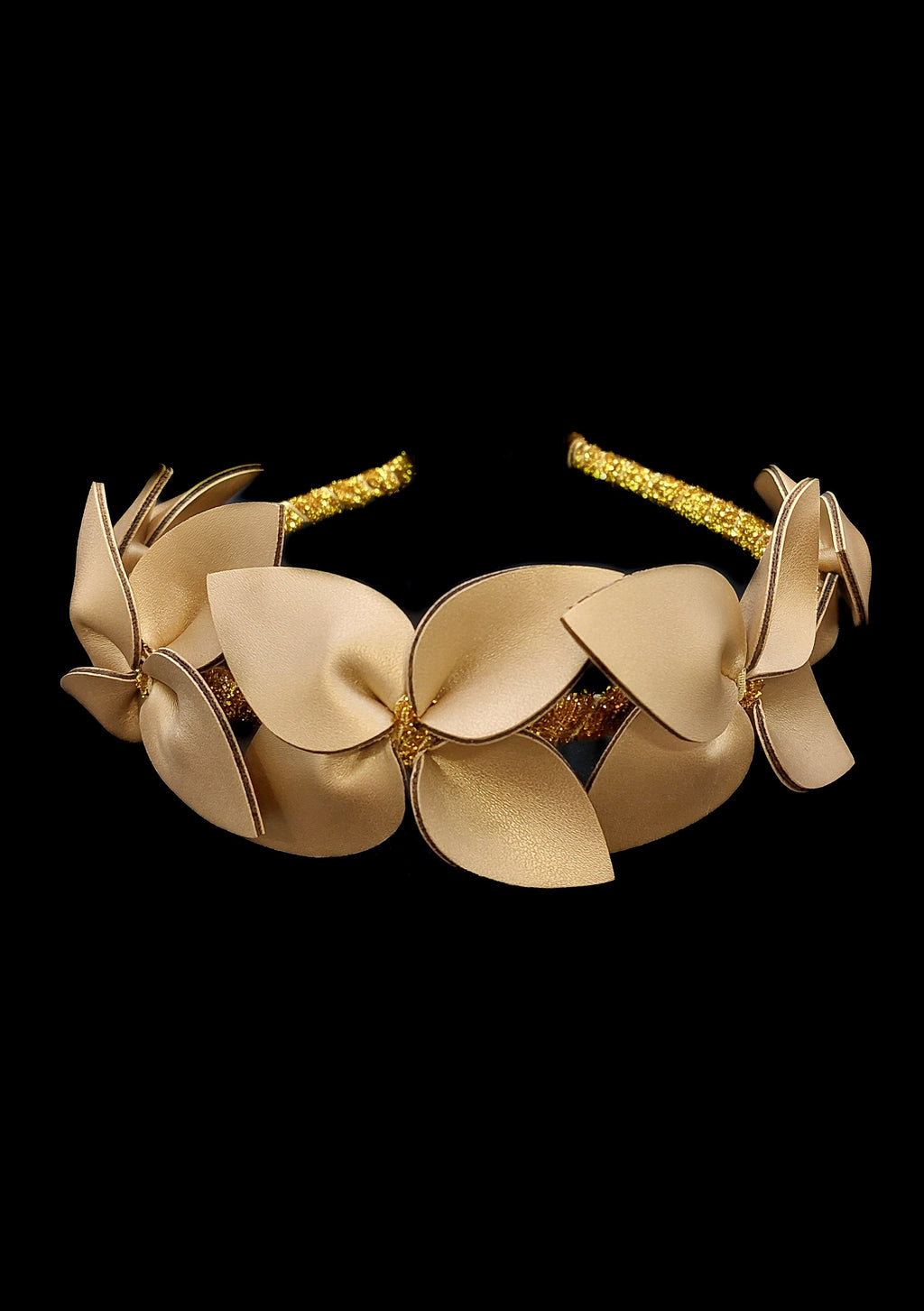 Fleur - Gold Faux Leather Flower Band