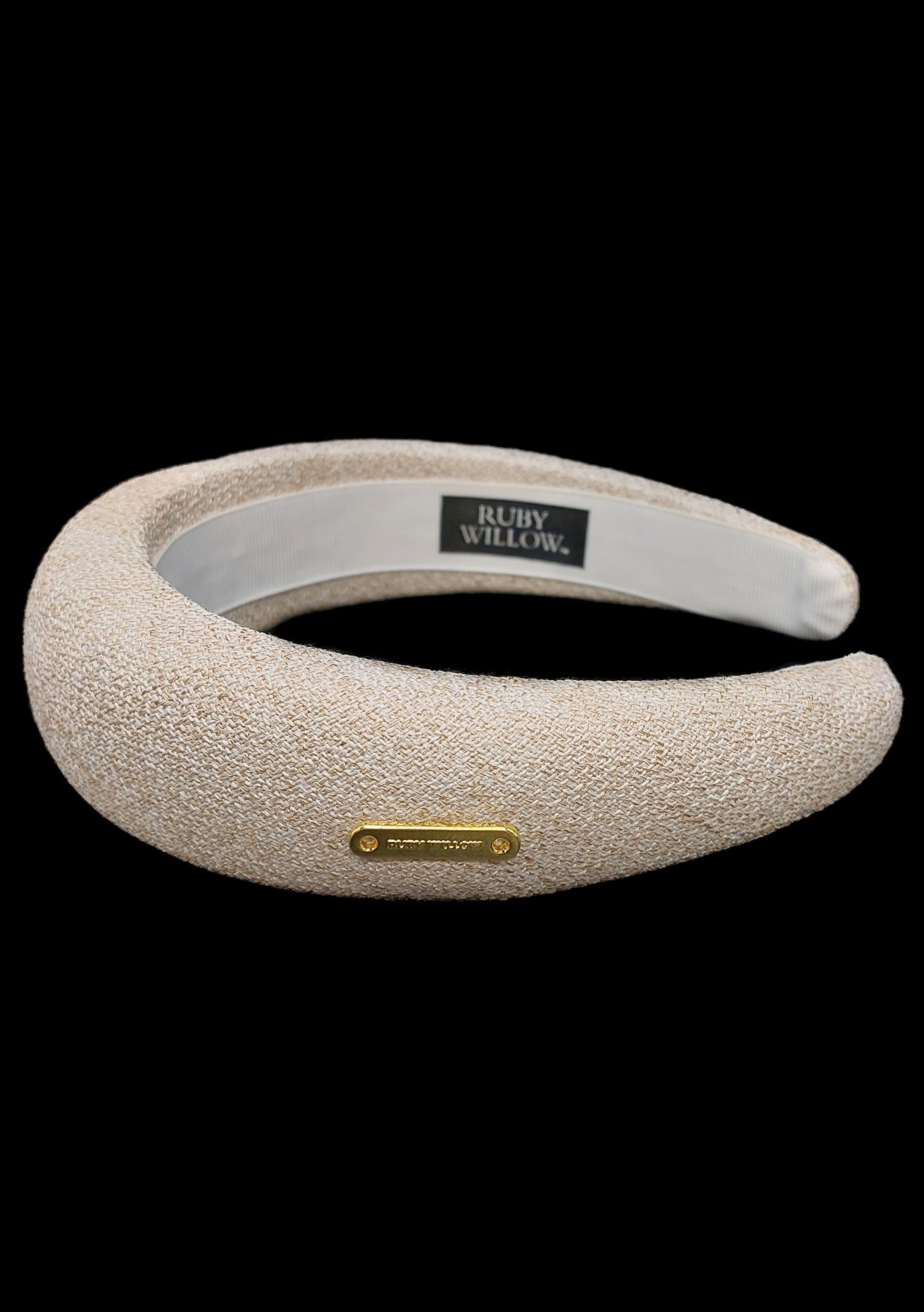 Jocelyn - Stone Linen Padded Hairband