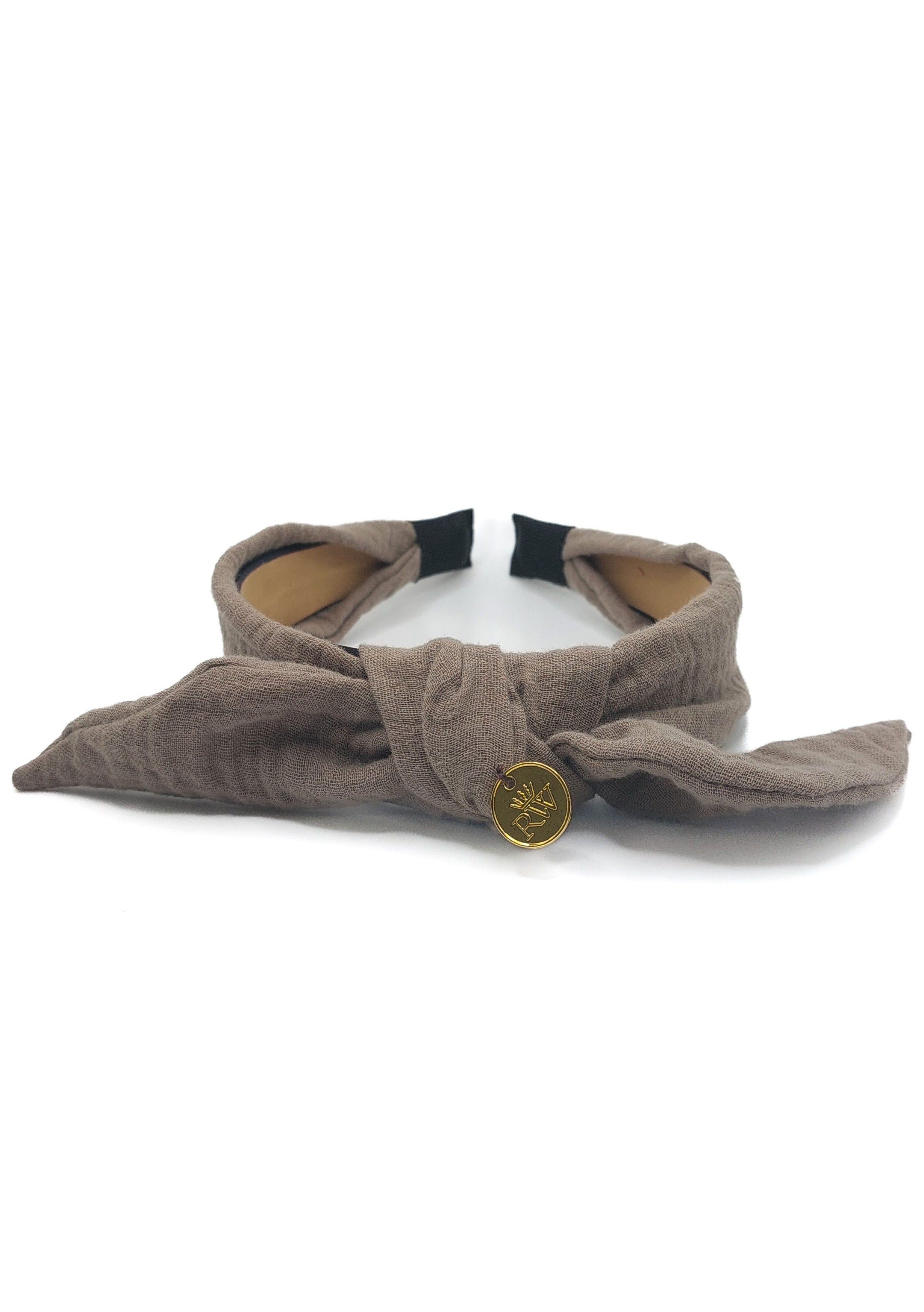 Harriet - Taupe Muslin Knot Hairband