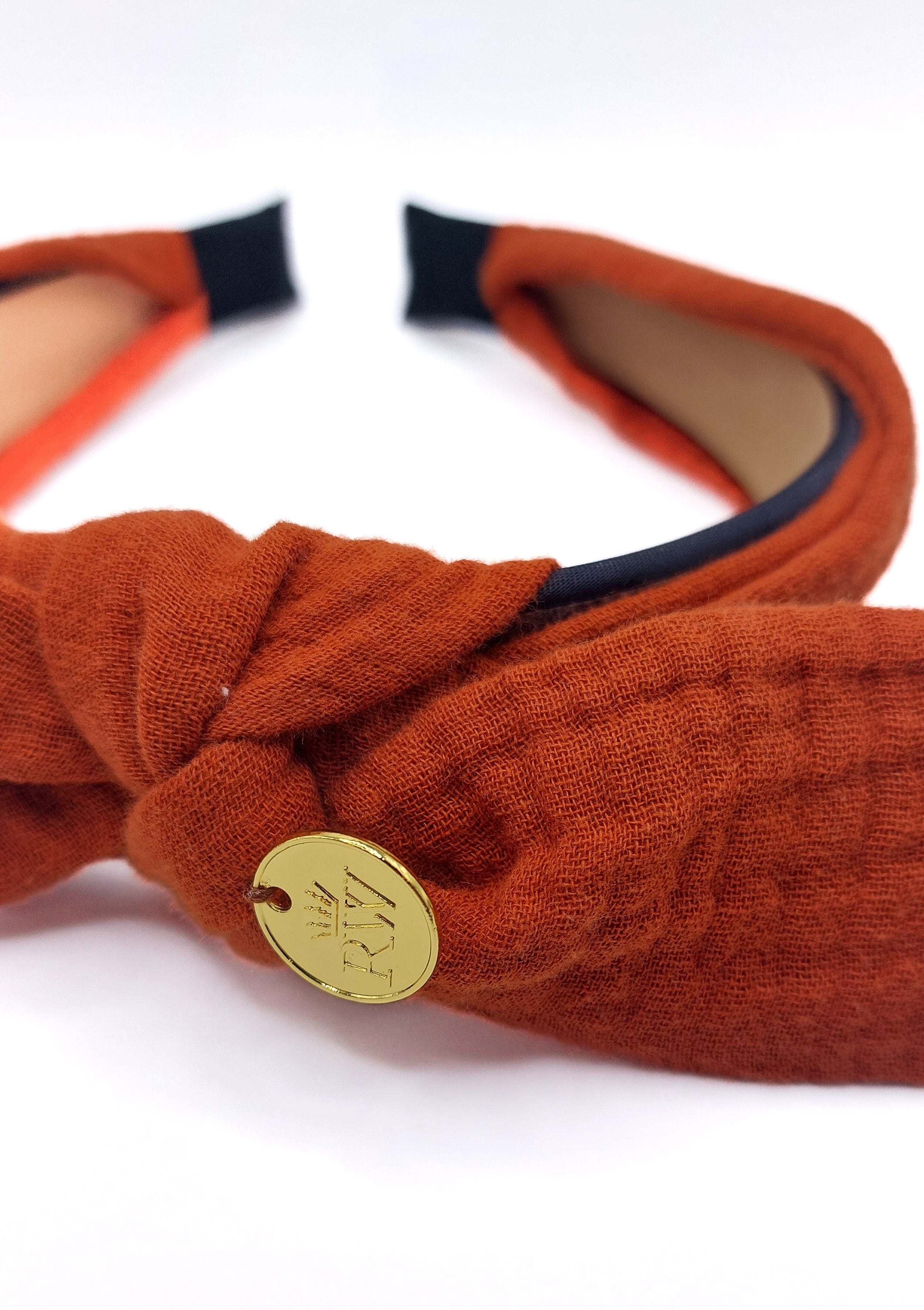 Harriet - Terracotta Muslin Knot Hairband