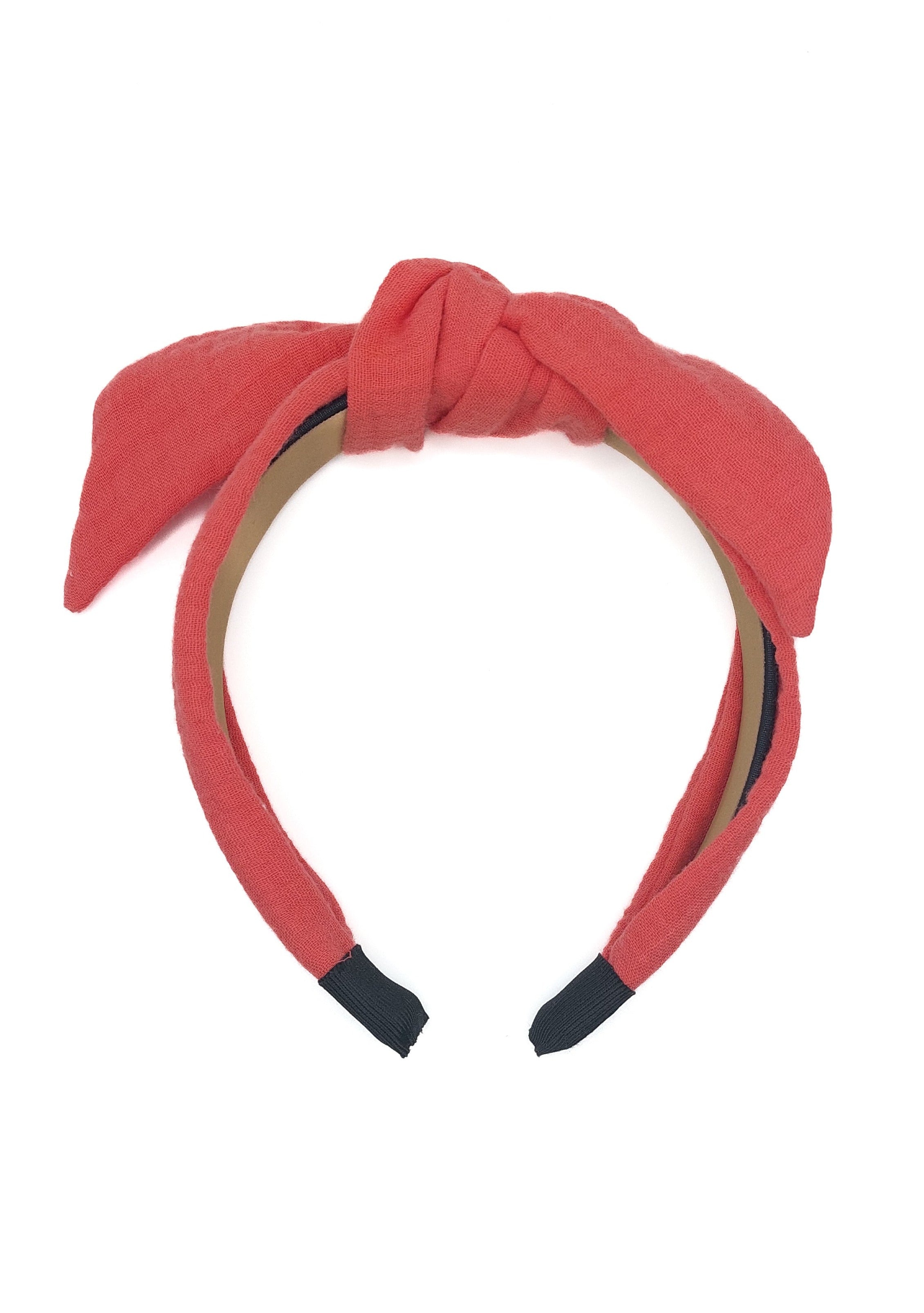 Harriet - Coral Pink Muslin Knot Hairband