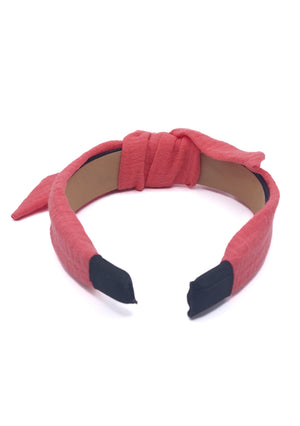 Harriet - Coral Pink Muslin Knot Hairband