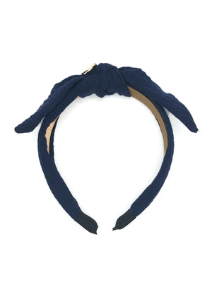 Harriet - Navy Blue Muslin Knot Hairband