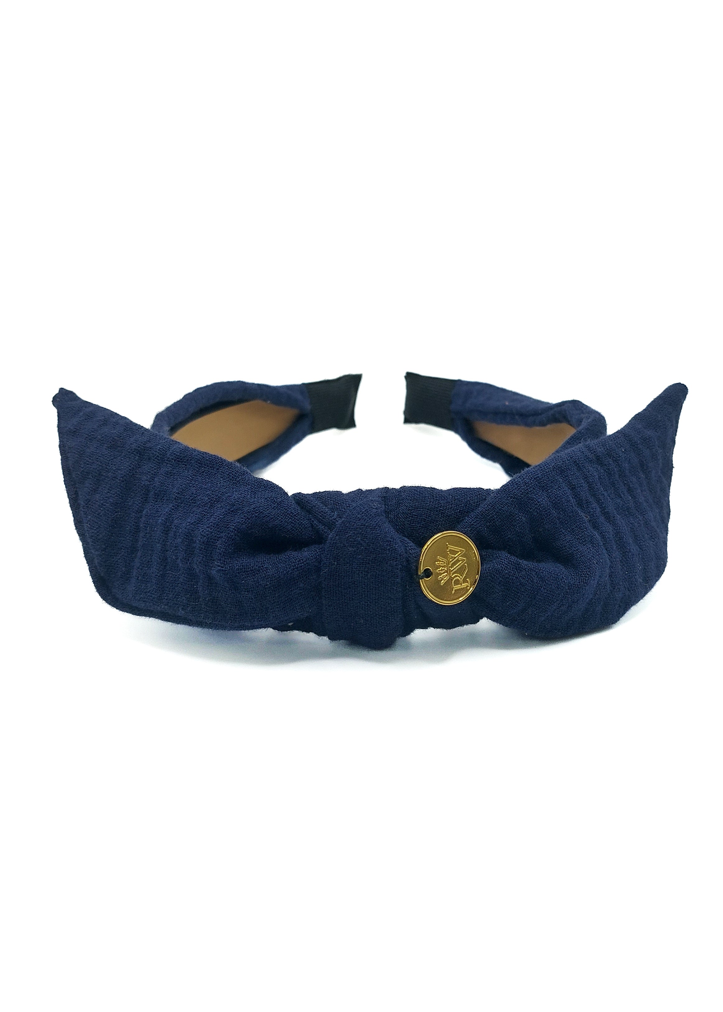 Harriet - Navy Blue Muslin Knot Hairband