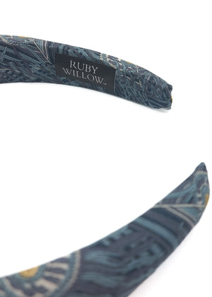 Emmeline - Hera Peacock Dark Blue Padded Hairband