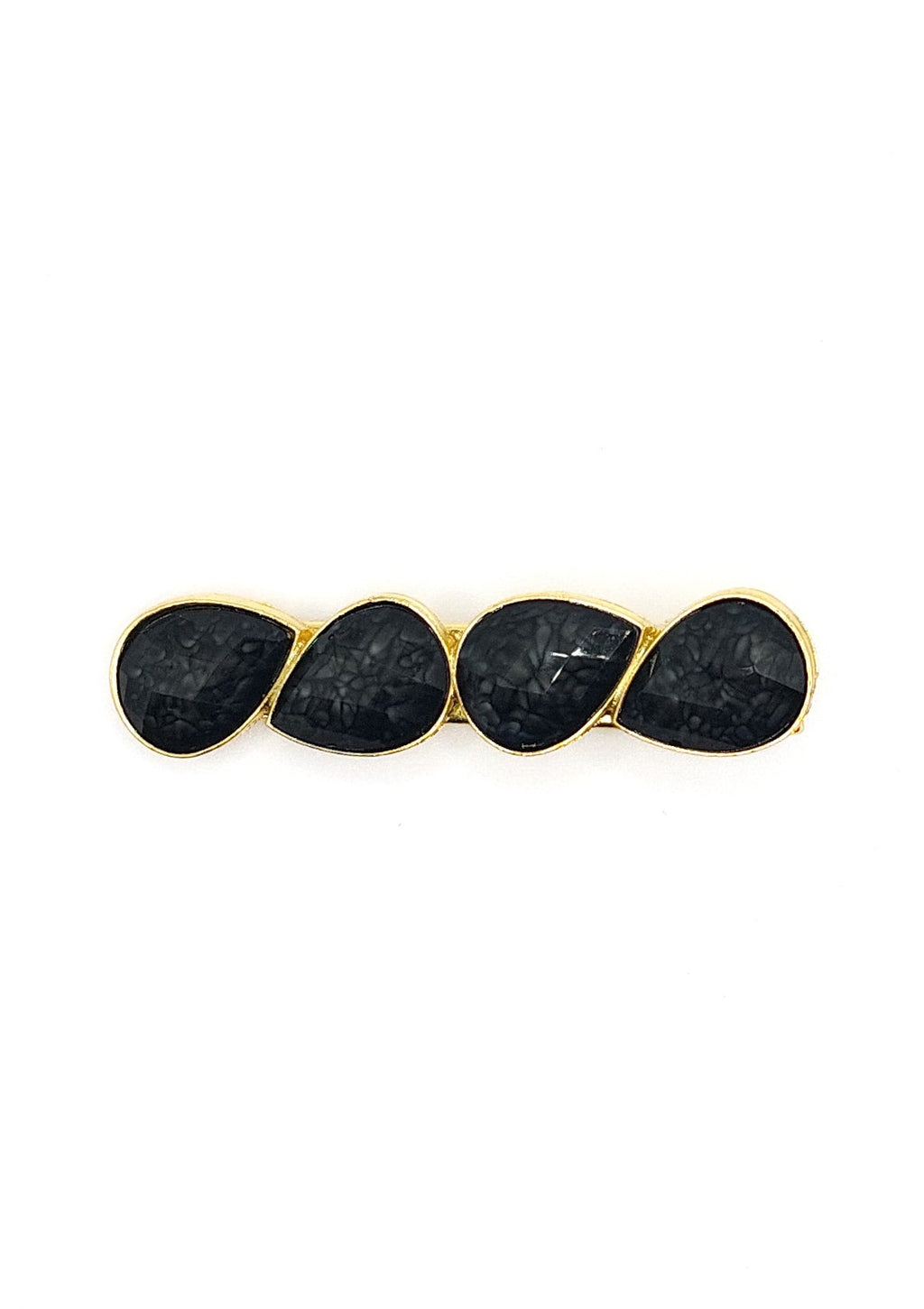 Dora - Black Teardrop Marble Crocodile Clip