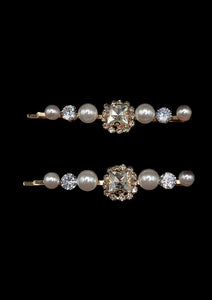Constance - Clear & Pearl Crystal Hair Slides