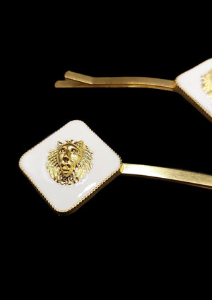 Venita - Ivory Lionhead Hair Slides