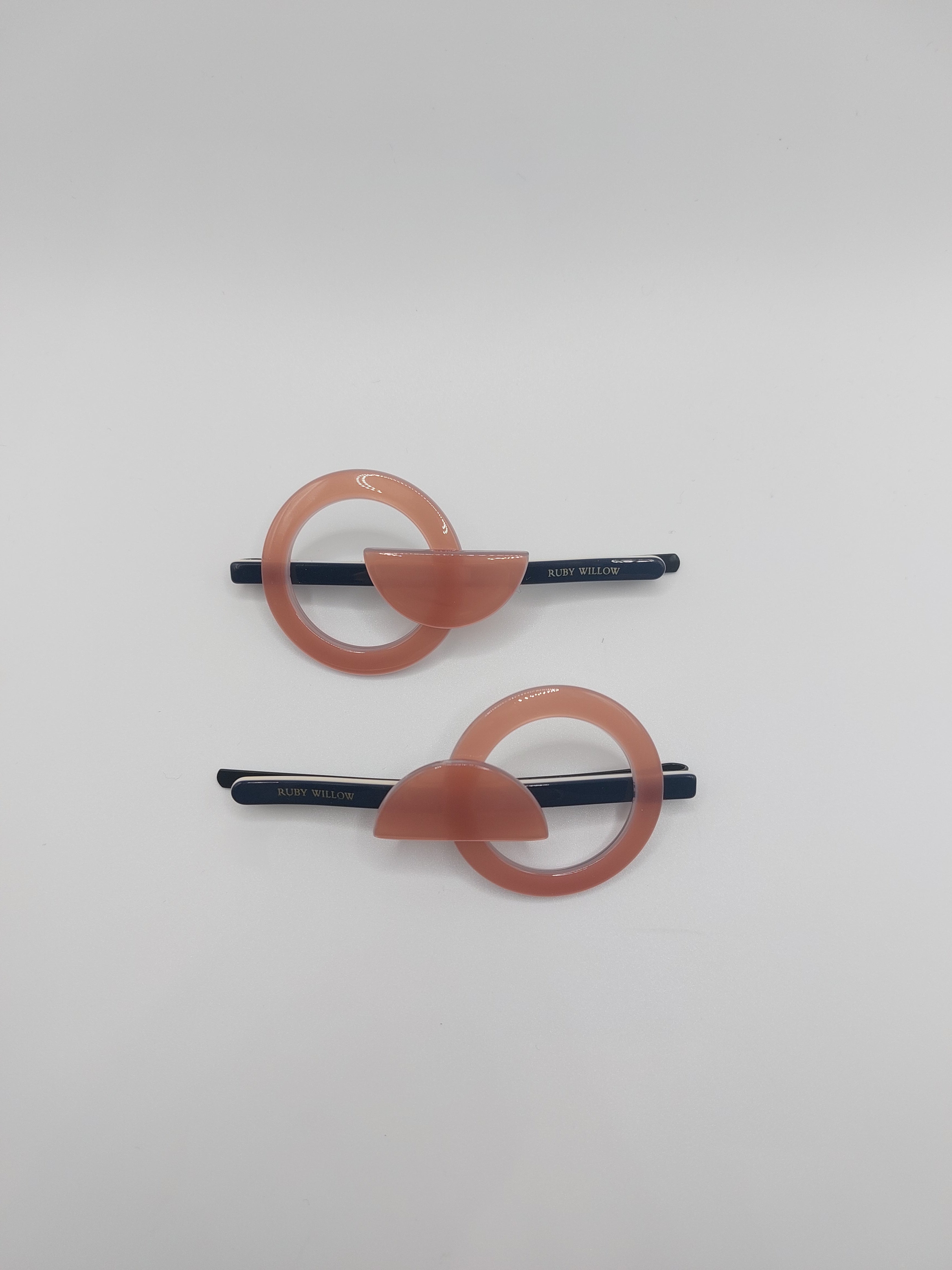Honey Dusky Pink/Navy Circle Hair Slides