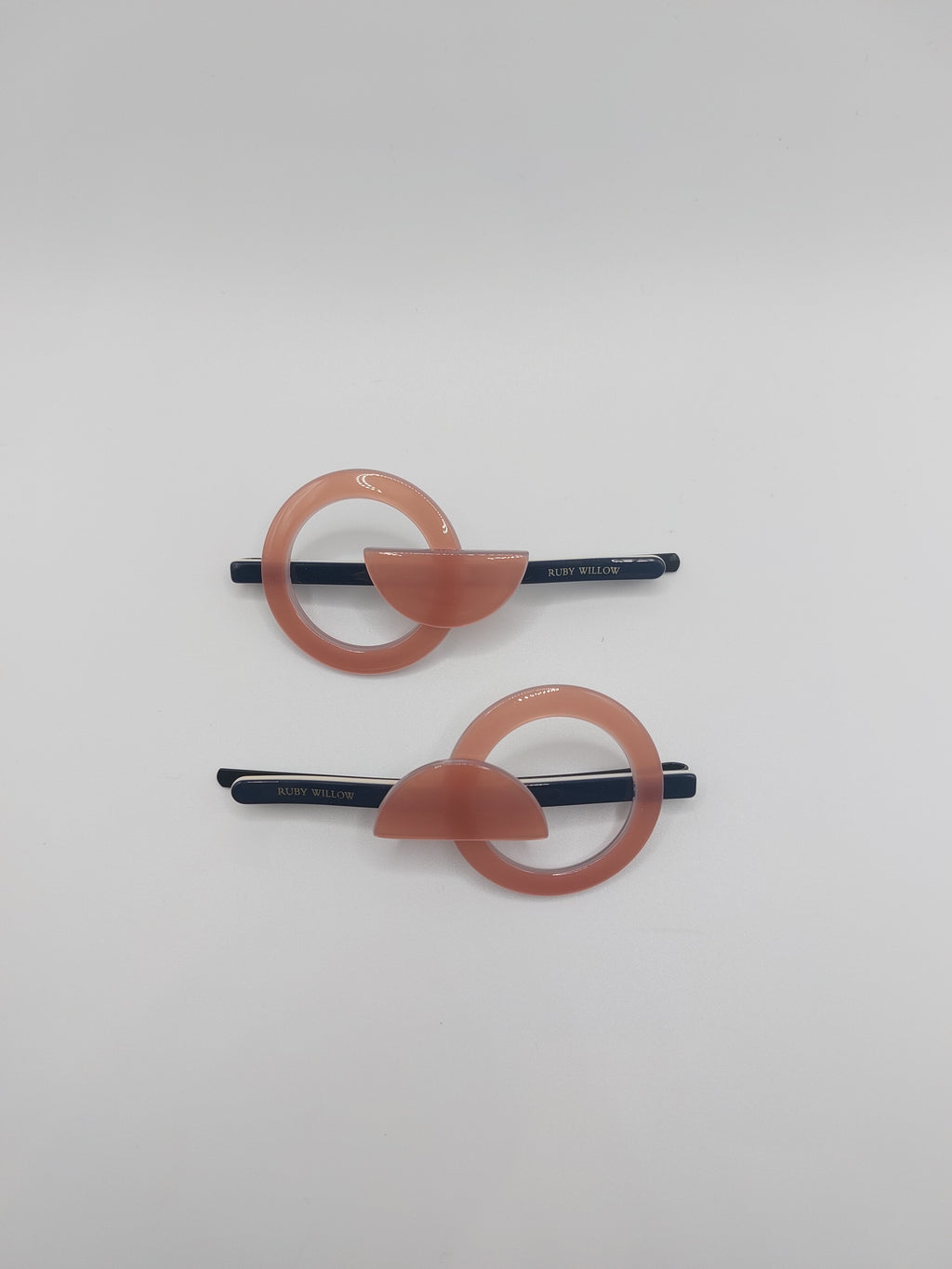 Honey Dusky Pink/Navy Circle Hair Slides