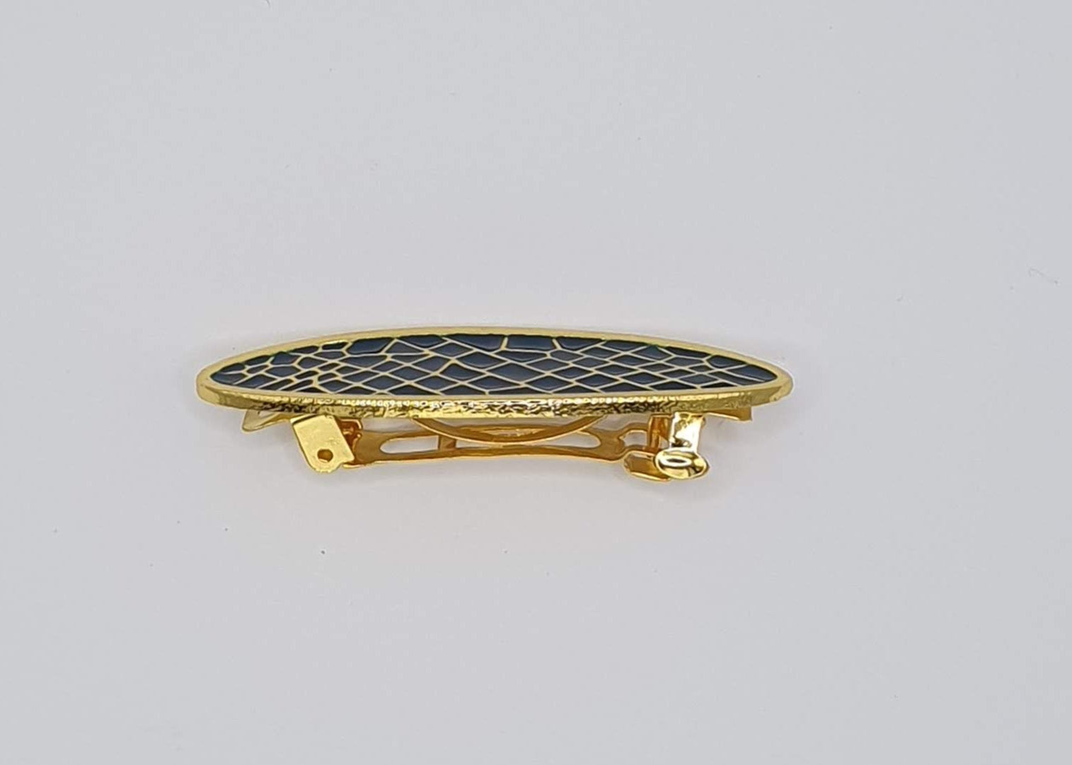 Nova - Navy Oval Honeycomb Barrette