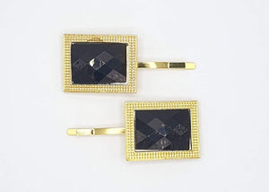 Audrey - Black Rectangle Gem Hair Slides