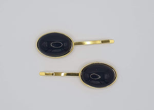 Ember - Black Pearl Oval Hair Slides