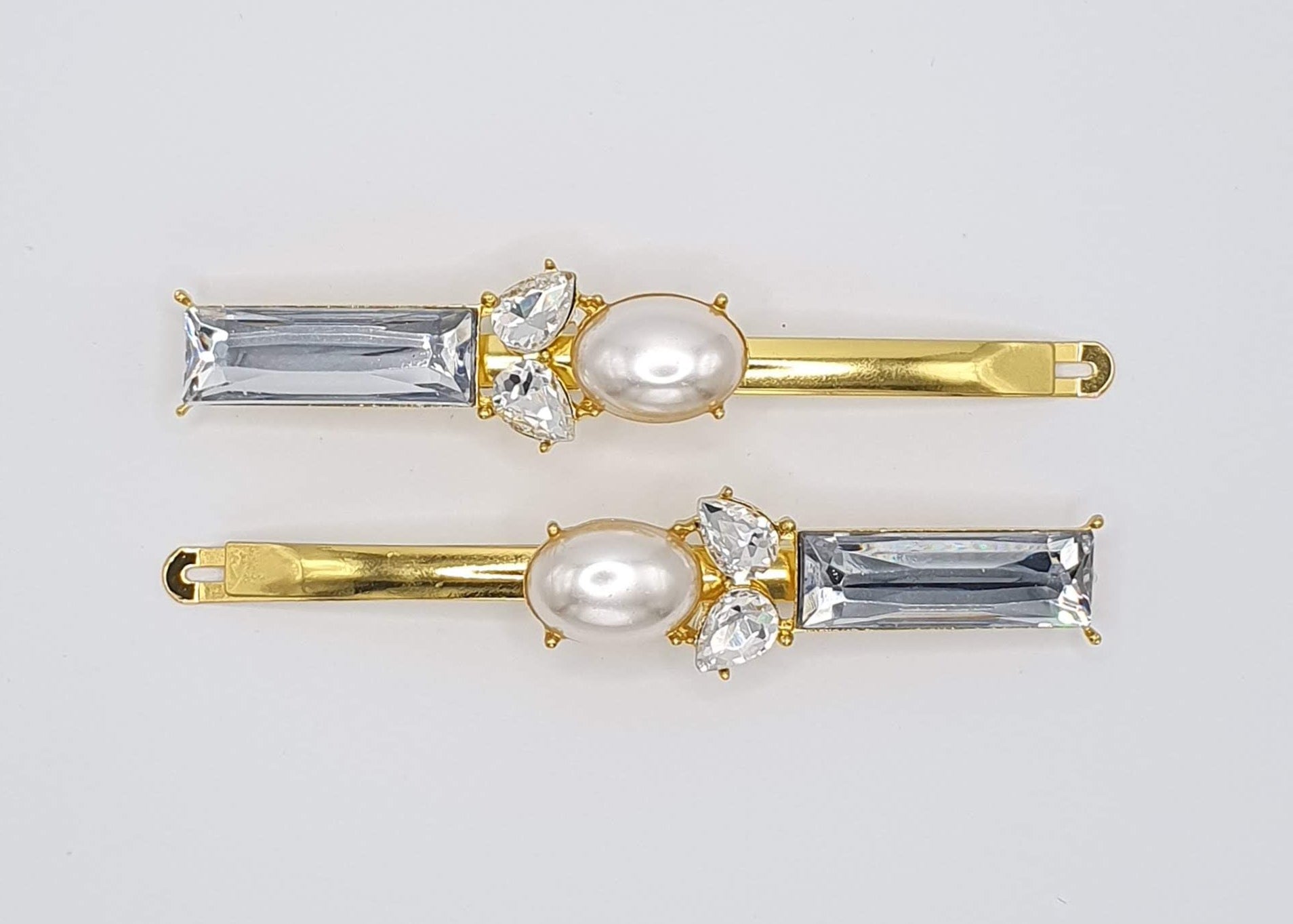 Emilia - Clear Long Gem Hair Slides