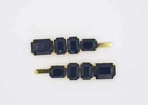 Daria - Black Crystal Hair Slides