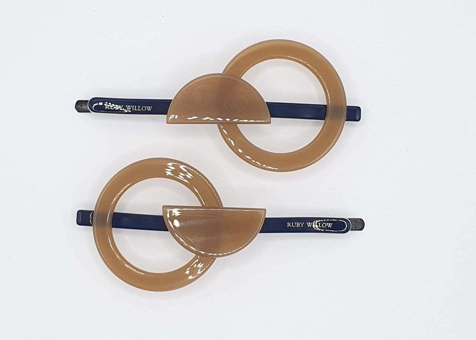 Honey - Navy/Caramel Circle Hair Slides