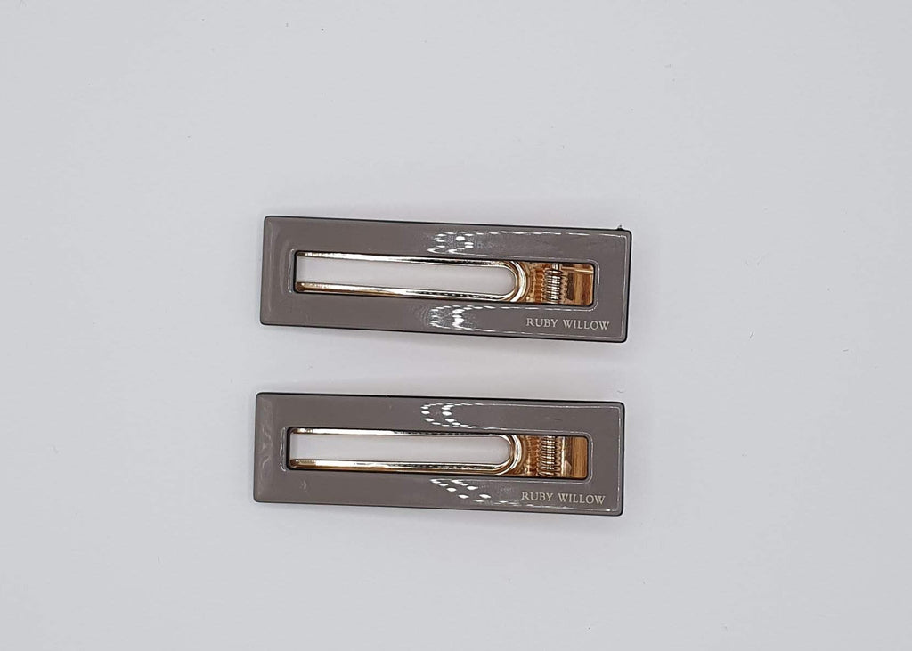 Storm - Taupe Rectangle Acetate Hair Clips