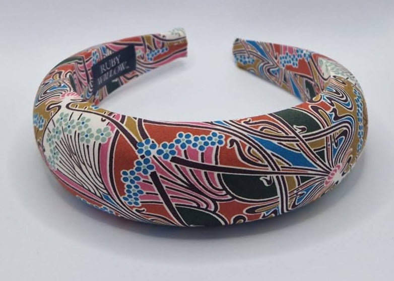 Charlotte - Ianthe Red & Mustard Padded Hairband