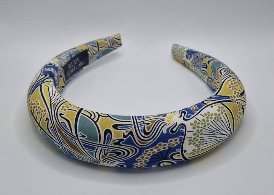 Emmeline - Ianthe Blue & Yellow Padded Hairband