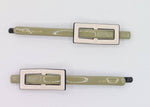 Joanna - Olive & Cream Buckle Hair Slides