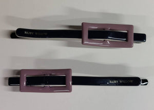 Joanna - Navy & Plum Buckle Hair Slides