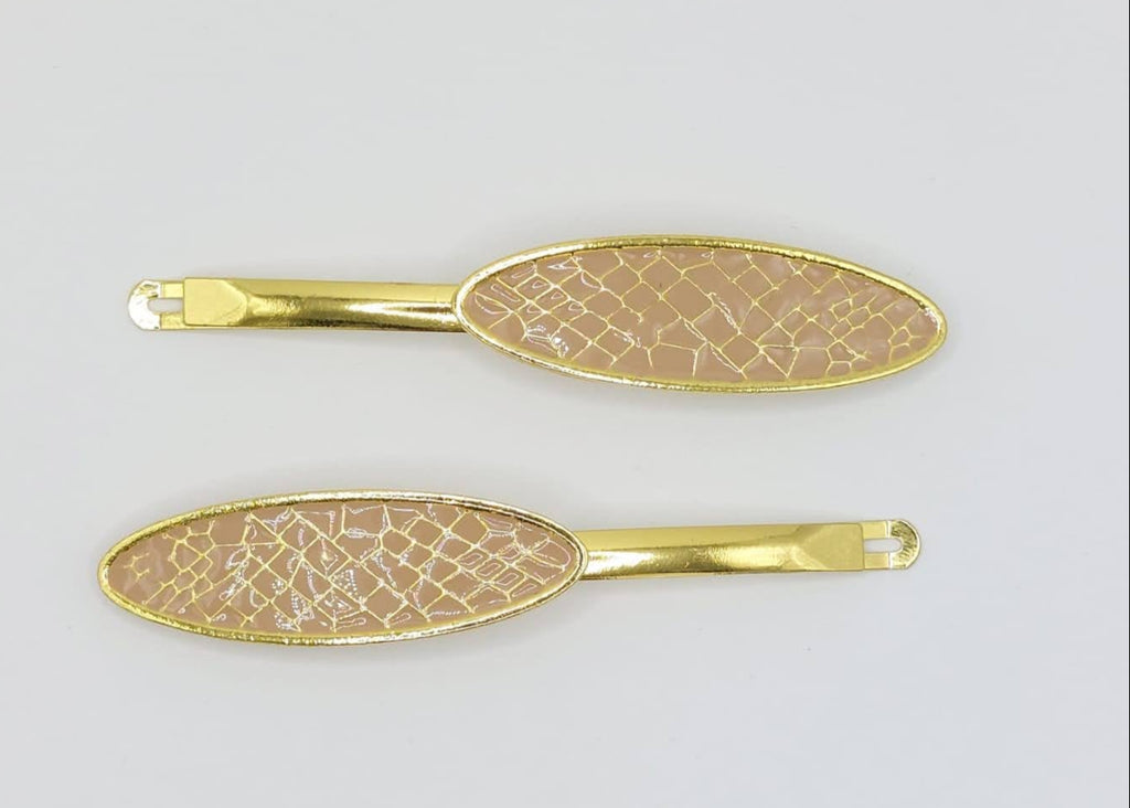 Nova - Stone Oval Honeycomb Hair Slides