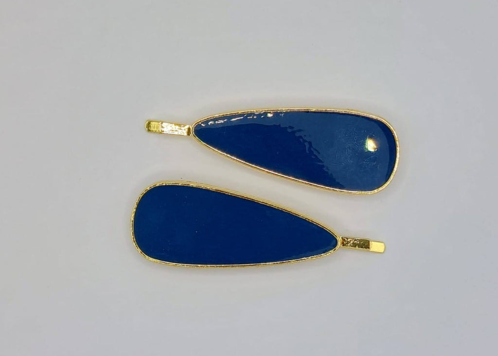 Jasmine - Navy & Gold Teardrop Hair Slides