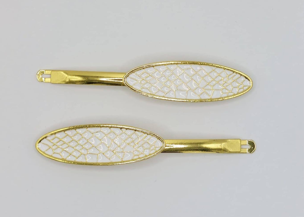 Nova - White Oval Honeycomb Hair Slides
