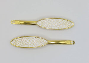 Nova - White Oval Honeycomb Hair Slides