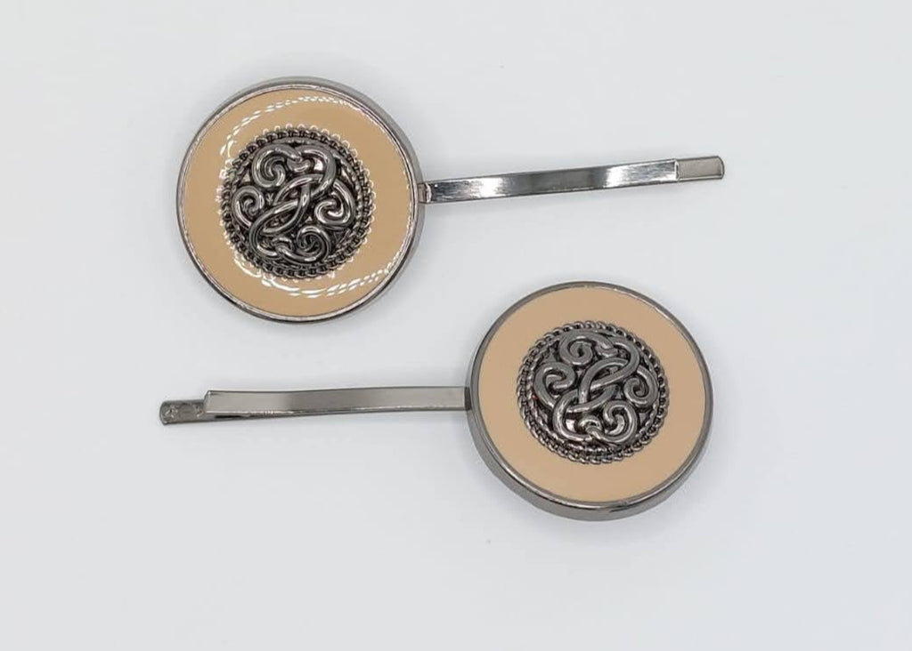 Milan - Stone & Anthracite Circle Hair Slides