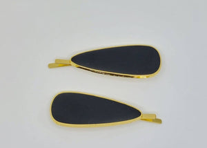 Jasmine - Black & Gold Teardrop Hair Slides