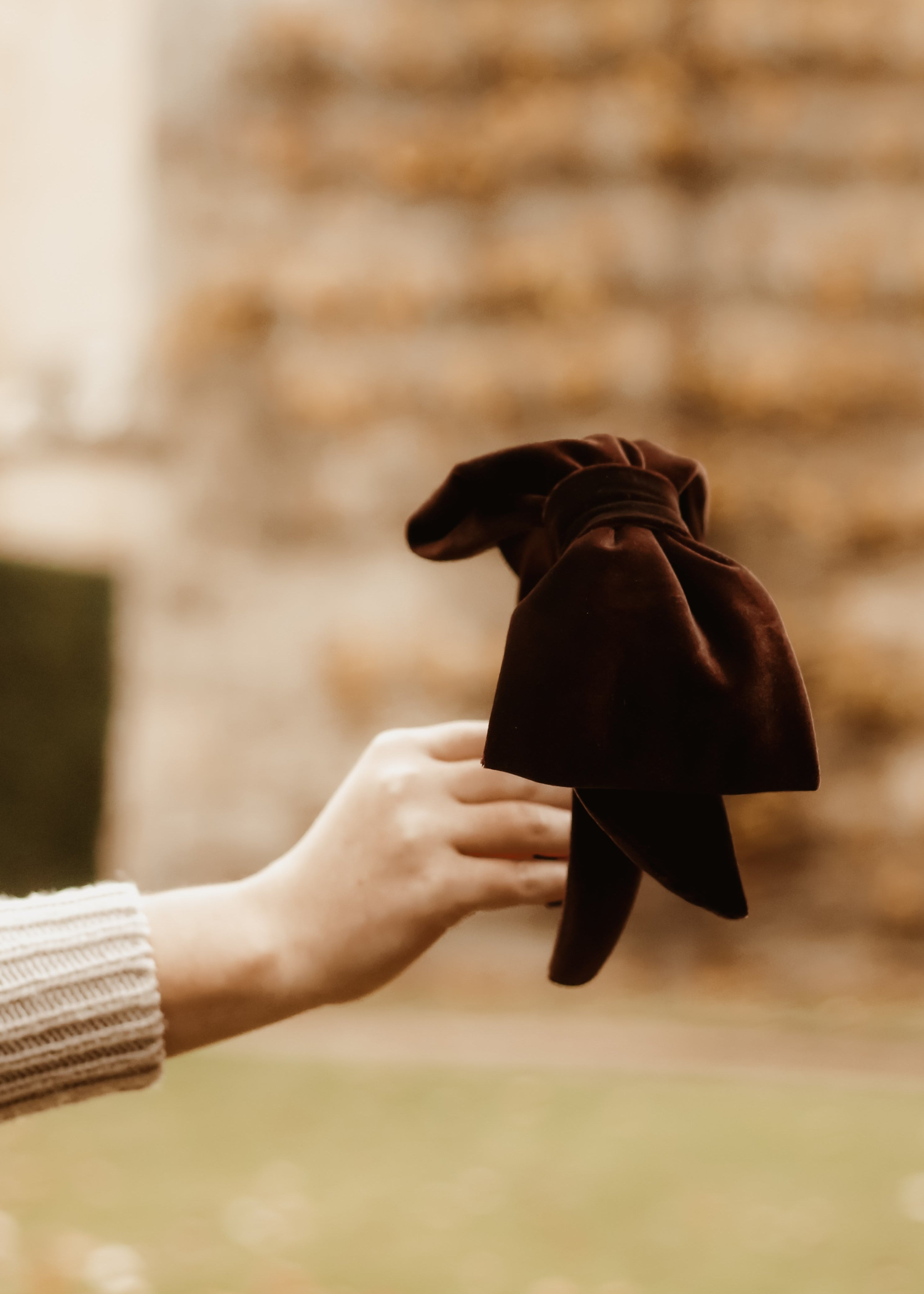 Alexandra -  Chocolate Velvet Bow Hairband