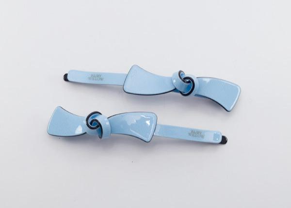 Sarita - Pale Blue Bow Acetate Hair Slides