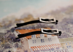 Joanna - Black & Cream Buckle Hair Slides