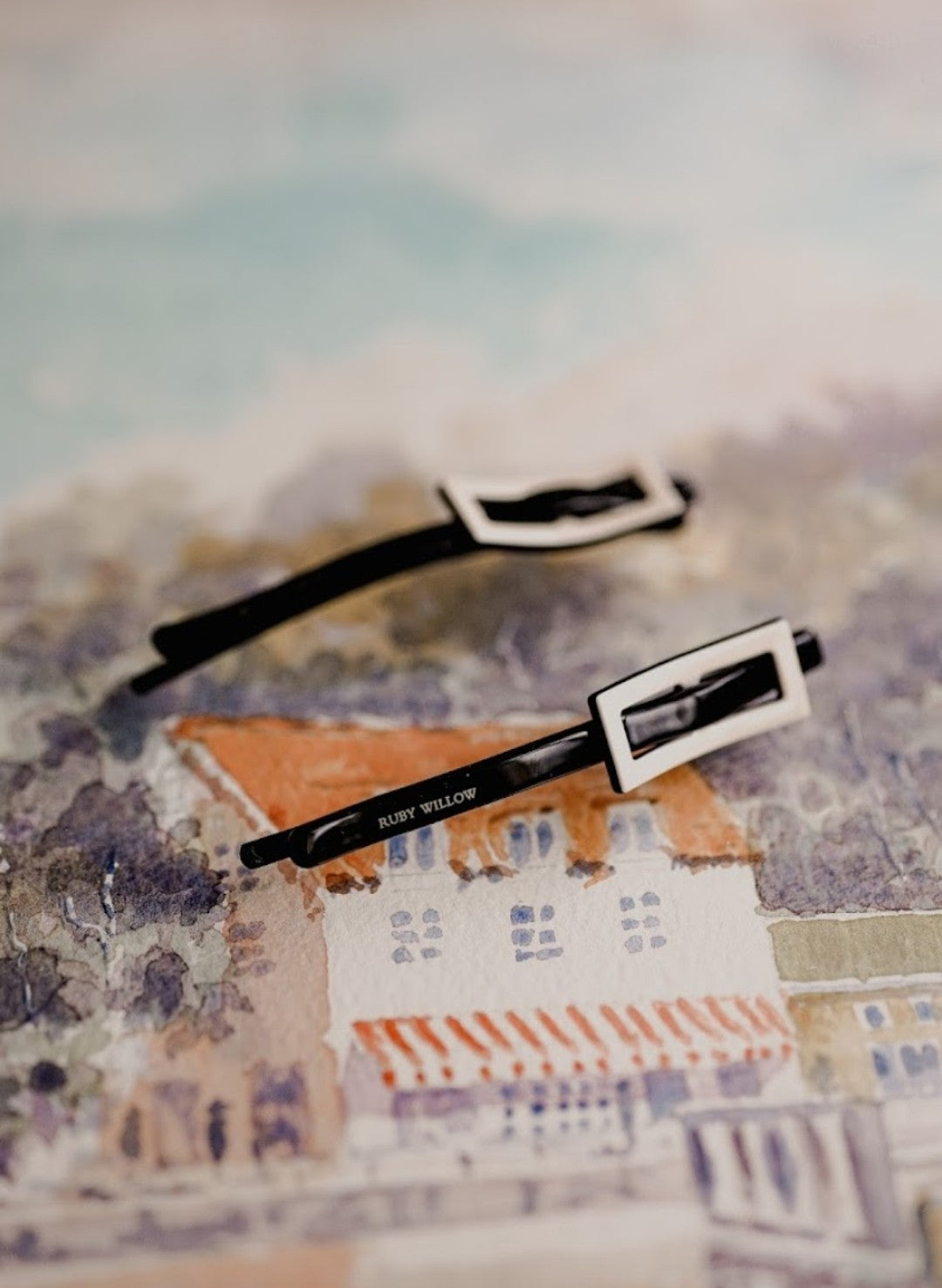 Joanna - Black & Cream Buckle Hair Slides