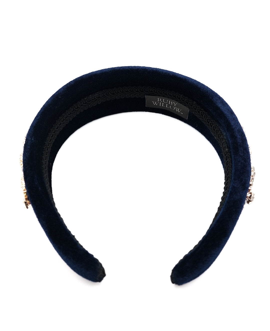 Nina - Silver Embellished Navy Velvet Hairband