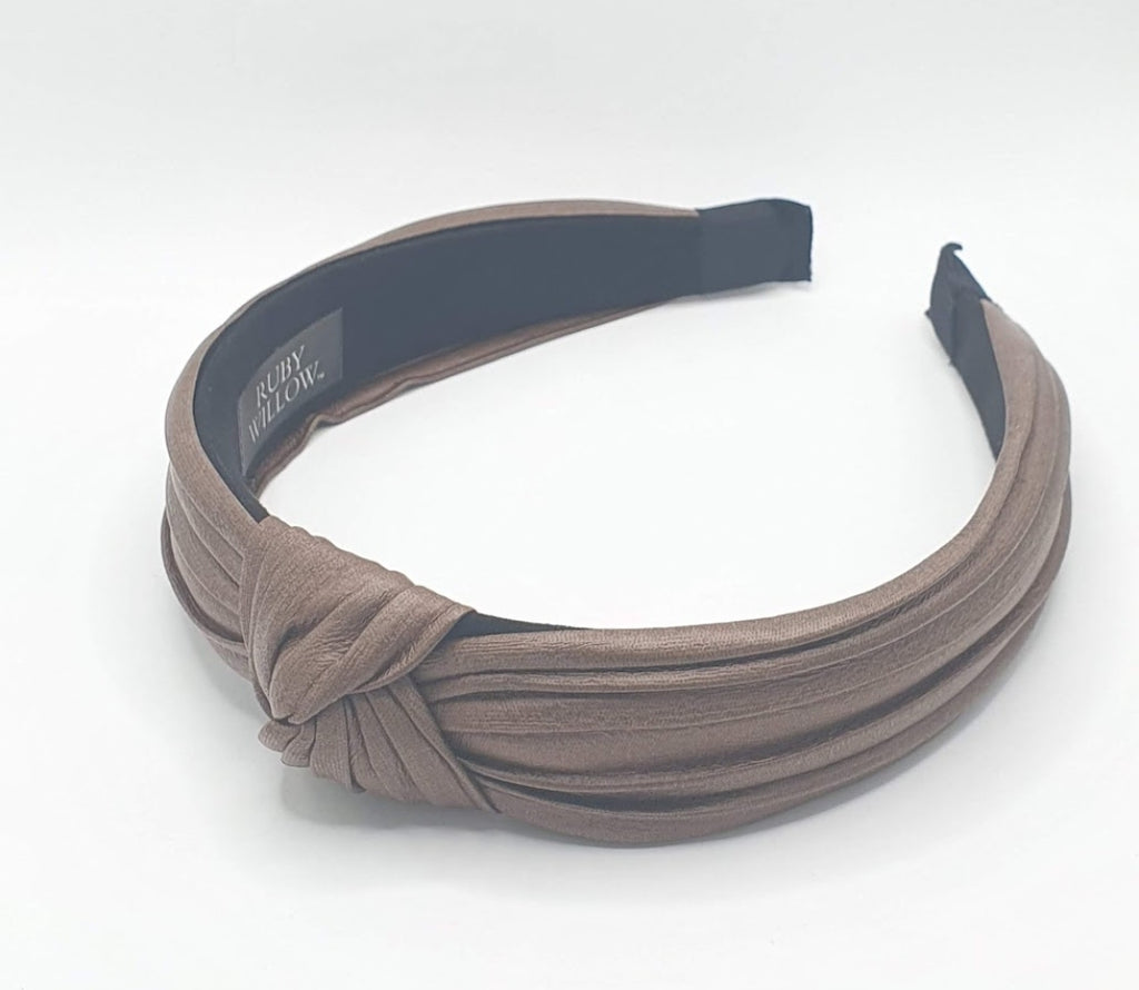 Odette - Brown Pleated Knot Hairband