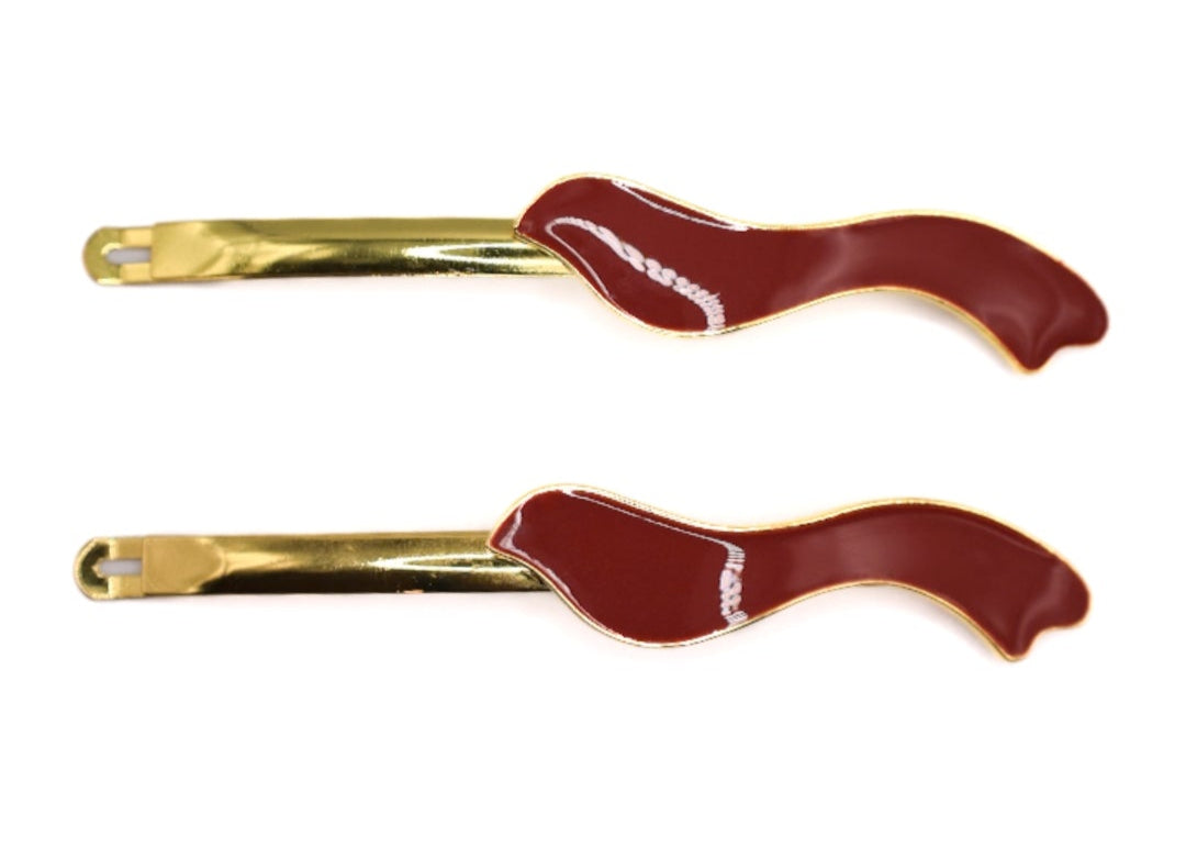 Juno - Gold & Cherry Wave Hair Slides