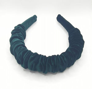 Clemency - Hunter Green Velvet Ruched Hairband