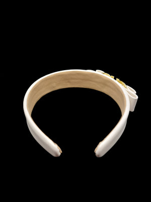 Victoria - Cream Faux Leather RW Hairband