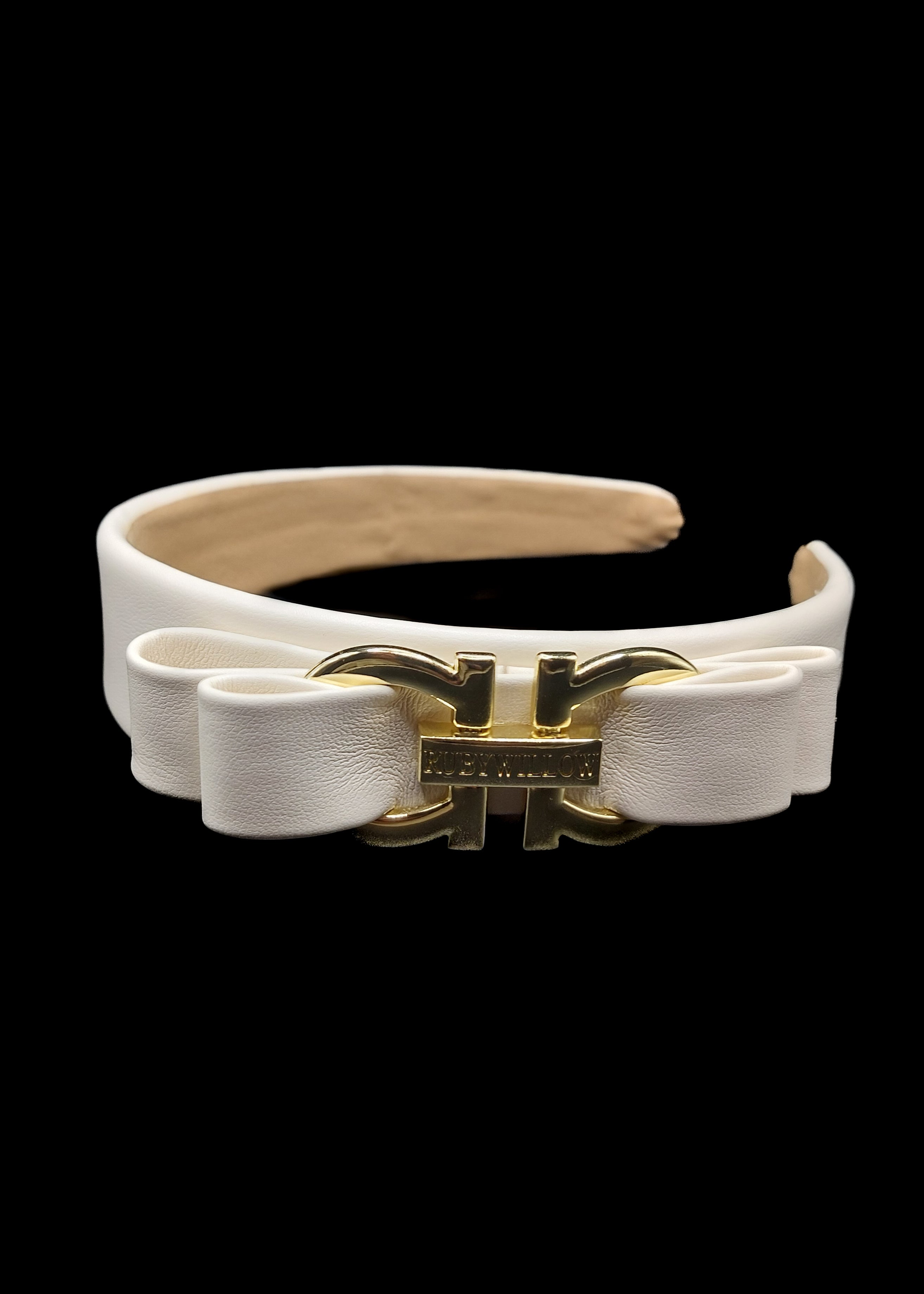 Victoria - Cream Faux Leather RW Hairband