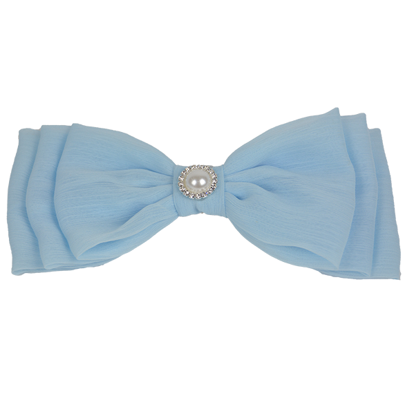 Mollie - Ice Blue Chiffon Diamante Bow