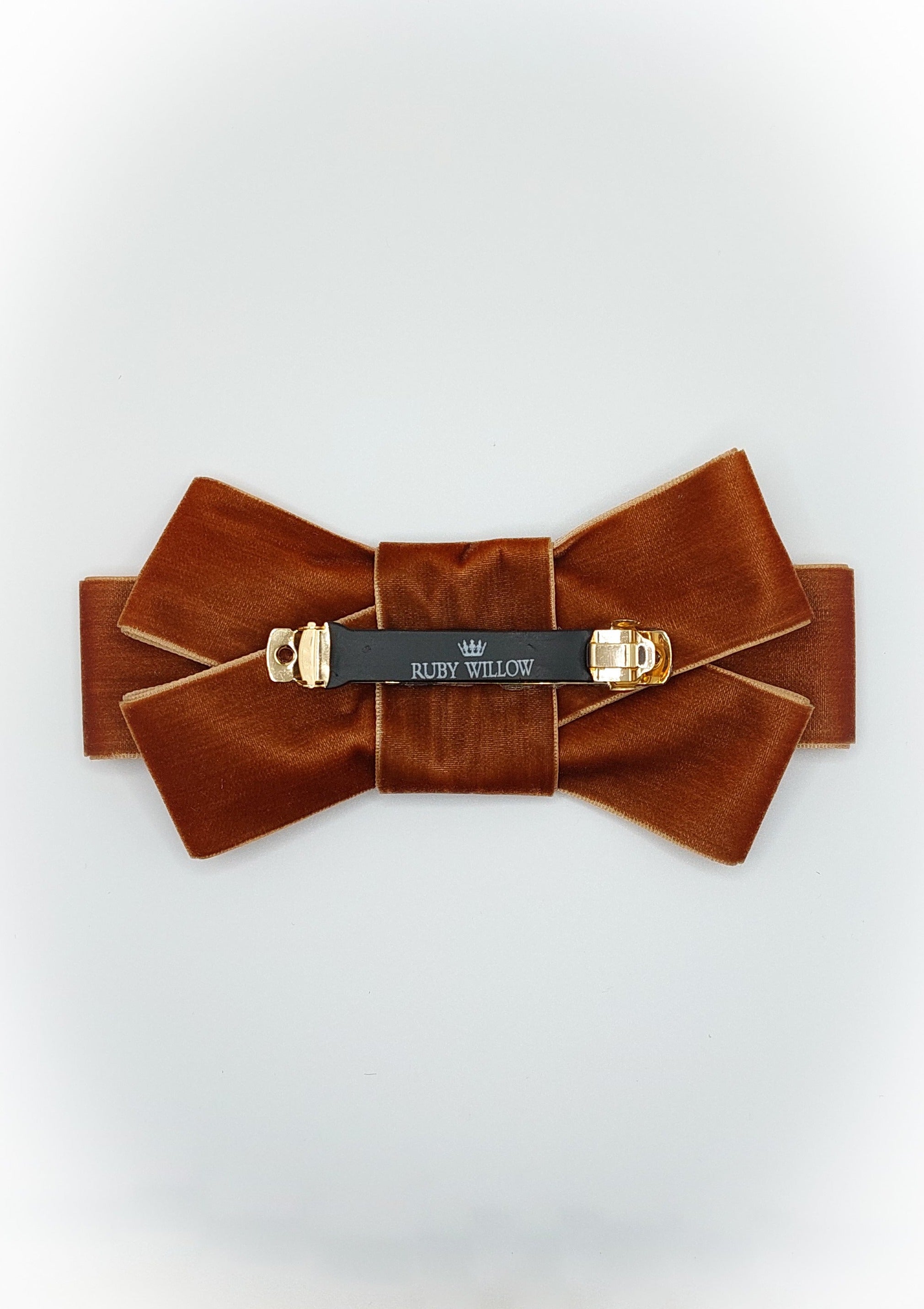 Miranda - Tan Layered Velvet Barrette Bow