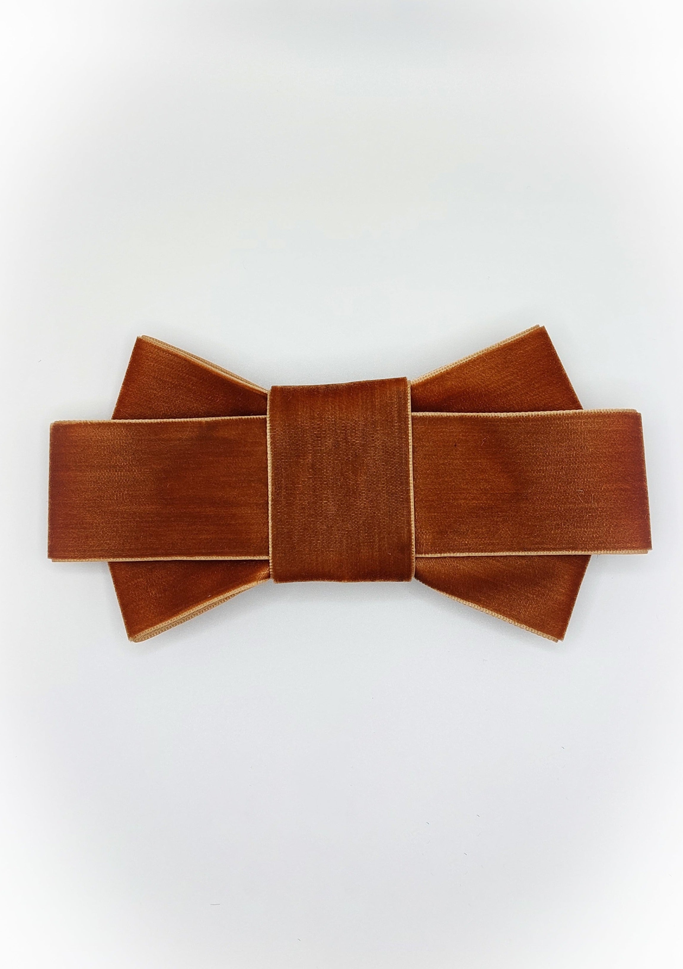 Miranda - Tan Layered Velvet Barrette Bow