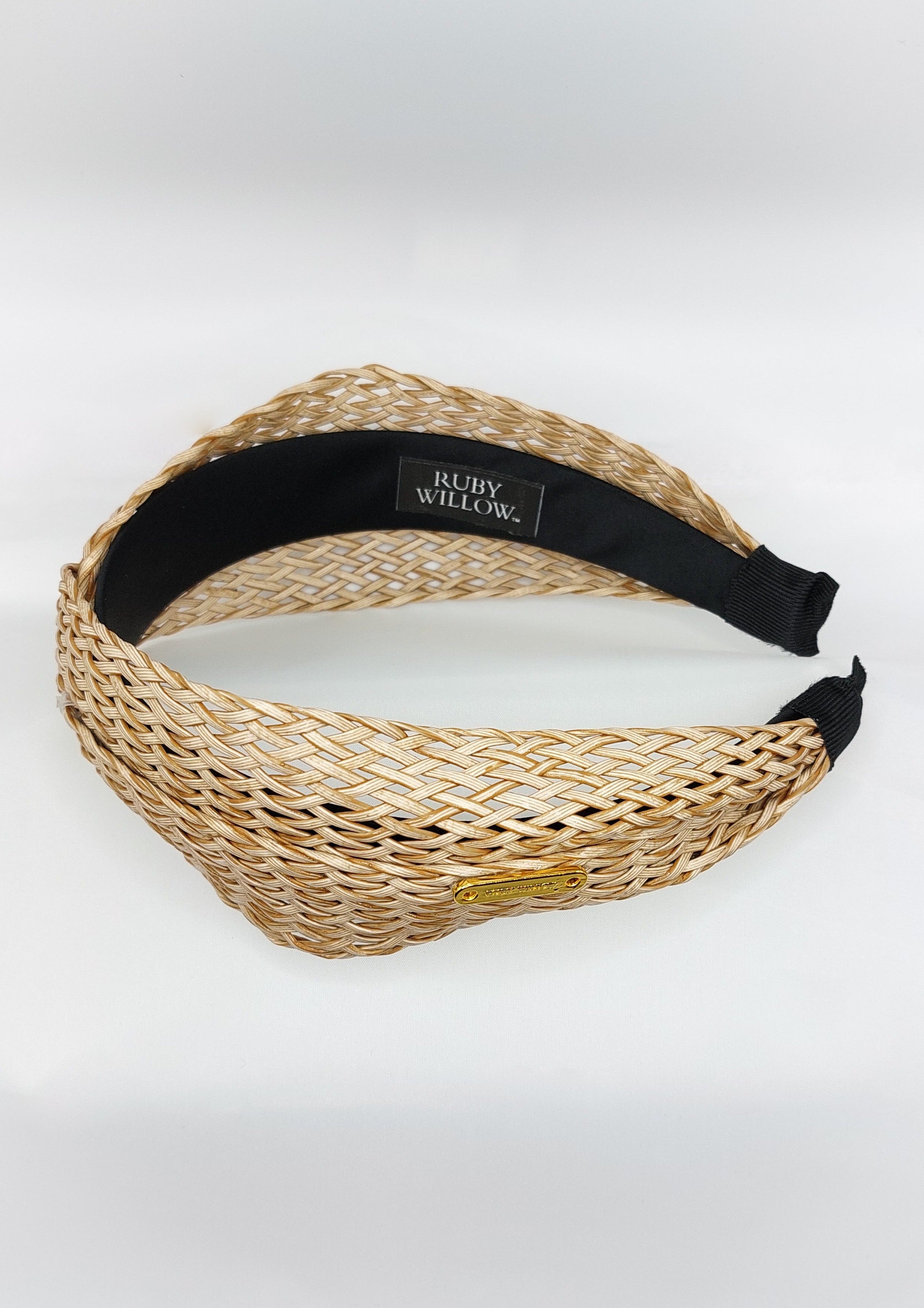 Orianna - Beige Woven Rattan Twist Hairband