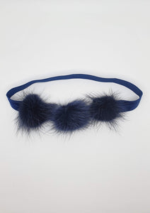 Zola - Navy 3 Pom Pom Headband
