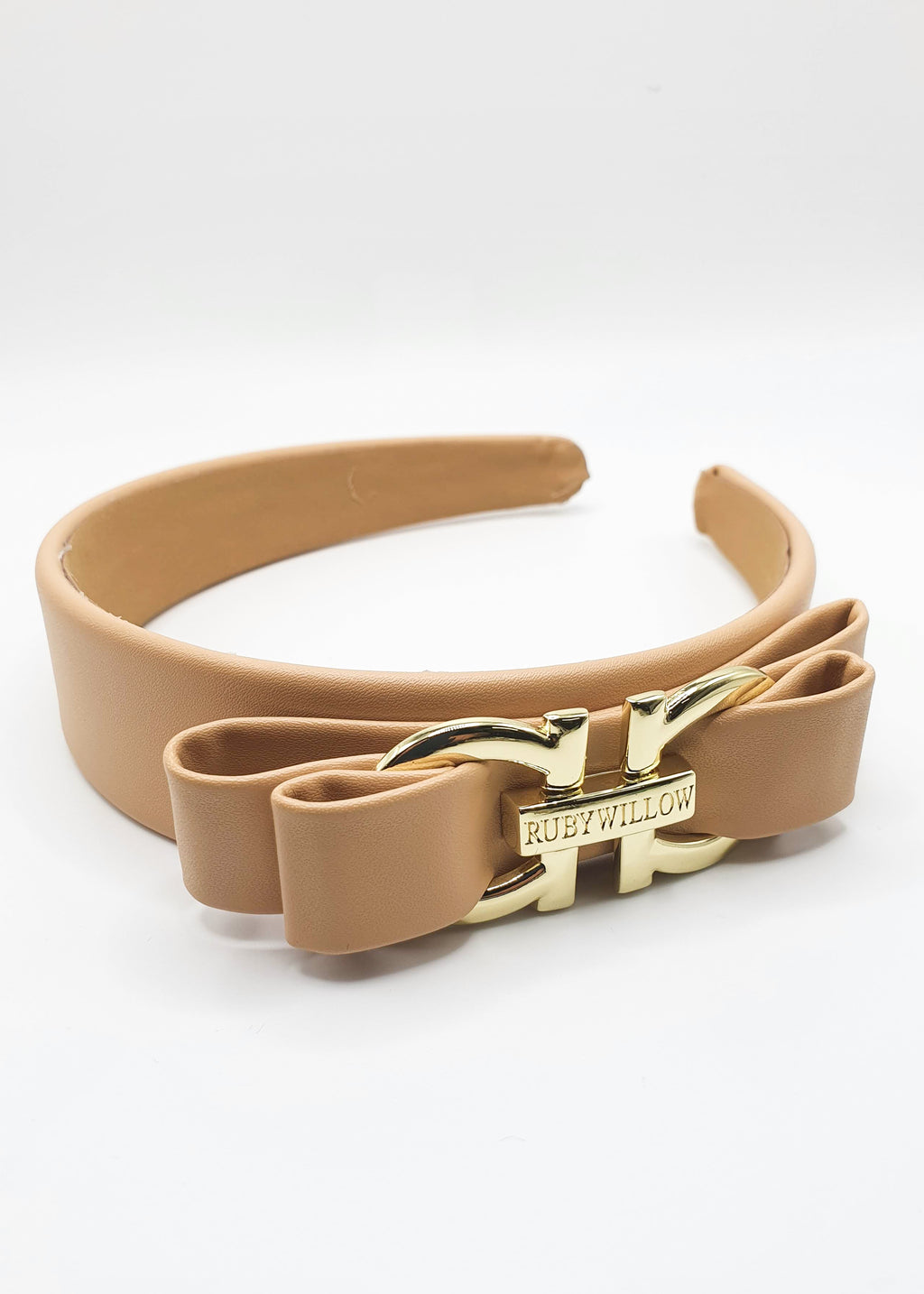Victoria - Beige Faux Leather RW Hairband